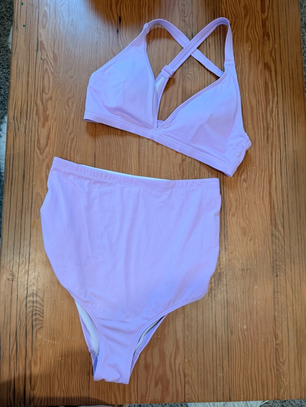 BLANQI Lilac Maternity High-Waist Bikini with V-Neck Crisscross Top